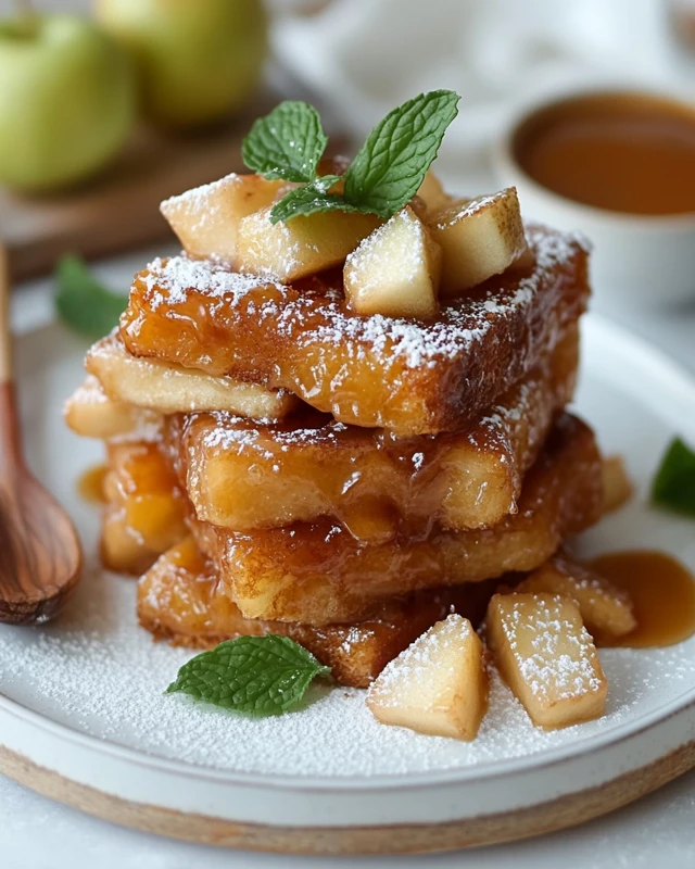 Pain perdu brioché aux pommes caramélisées