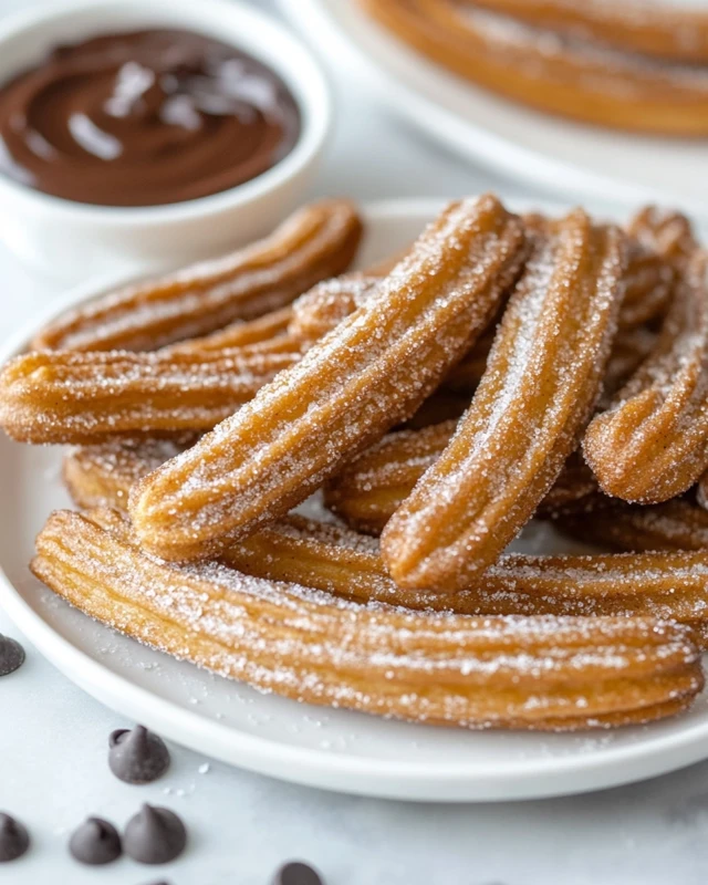 Churros dorés et sauce chocolat