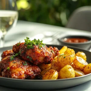 Poulet au chorizo, pommes de terre et oignons à l'airfryer