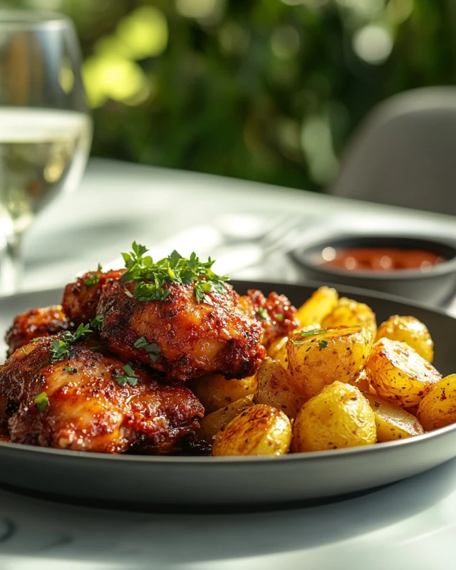 Poulet au chorizo, pommes de terre et oignons à l'airfryer