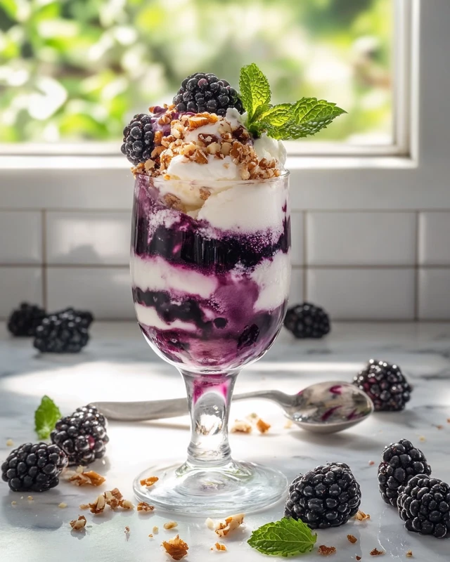 Glace au fromage blanc et mûres