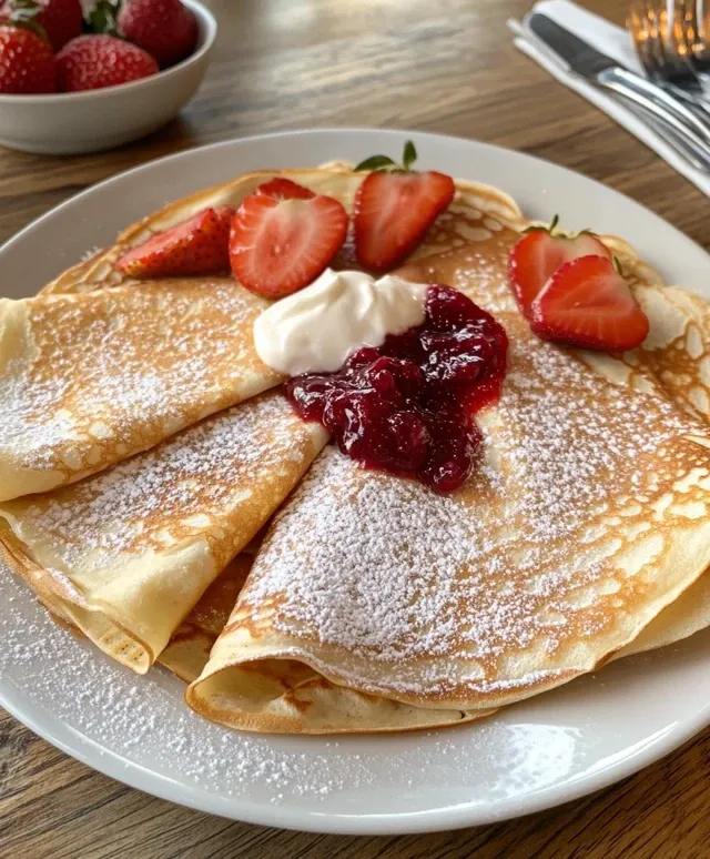 Crêpes Françaises Garnies de Confiture Maison