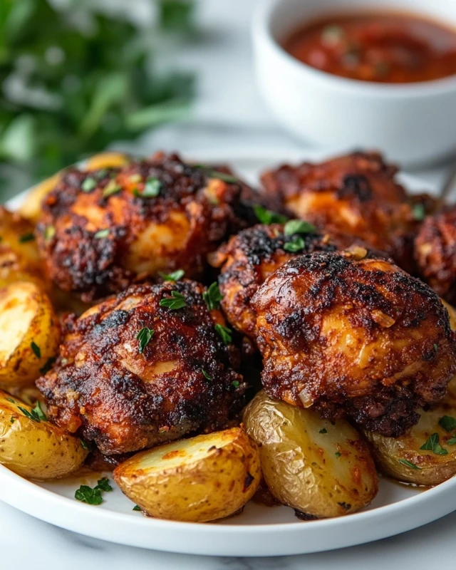 Poulet au chorizo, pommes de terre et oignons à l'airfryer