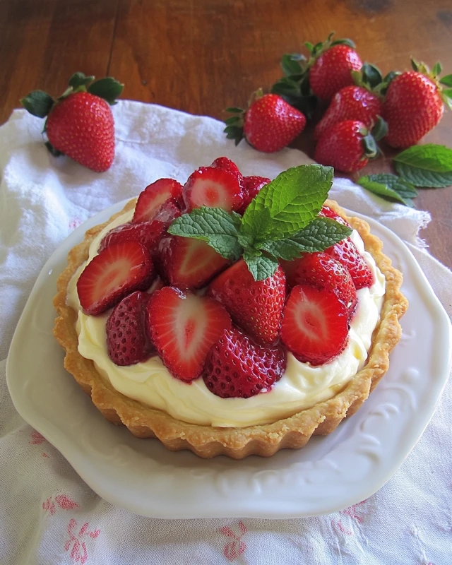 Tarte aux fraises et crème légère au mascarpone