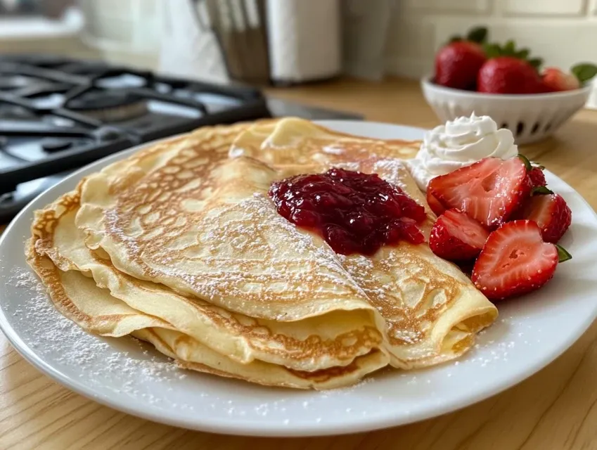 Crêpes Françaises Garnies de Confiture Maison