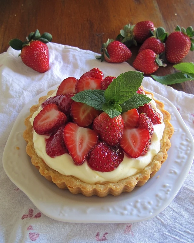 Tarte aux fraises et crème légère au mascarpone