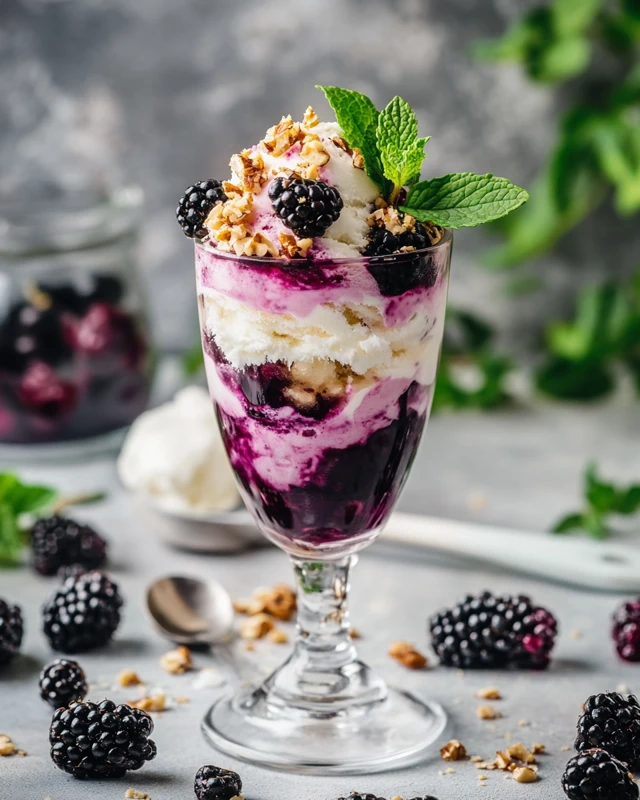 Glace au fromage blanc et mûres
