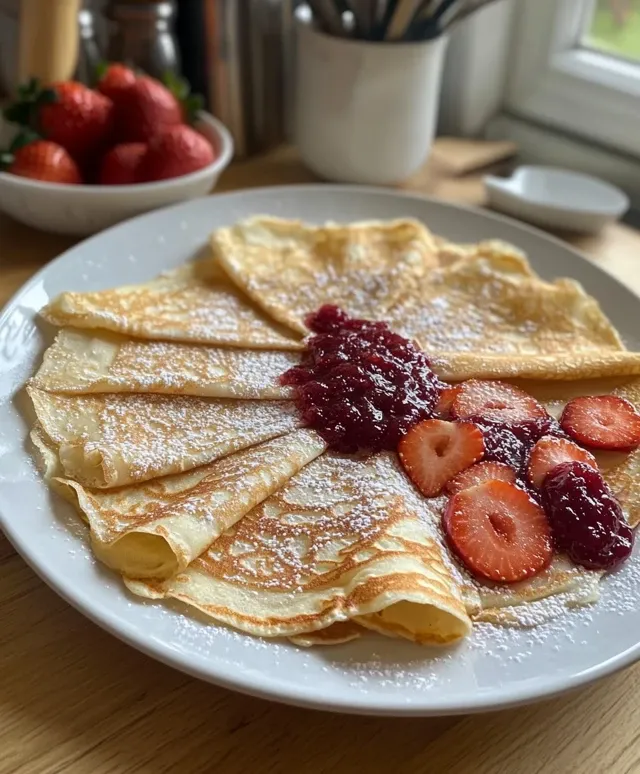 Crêpes Françaises Garnies de Confiture Maison