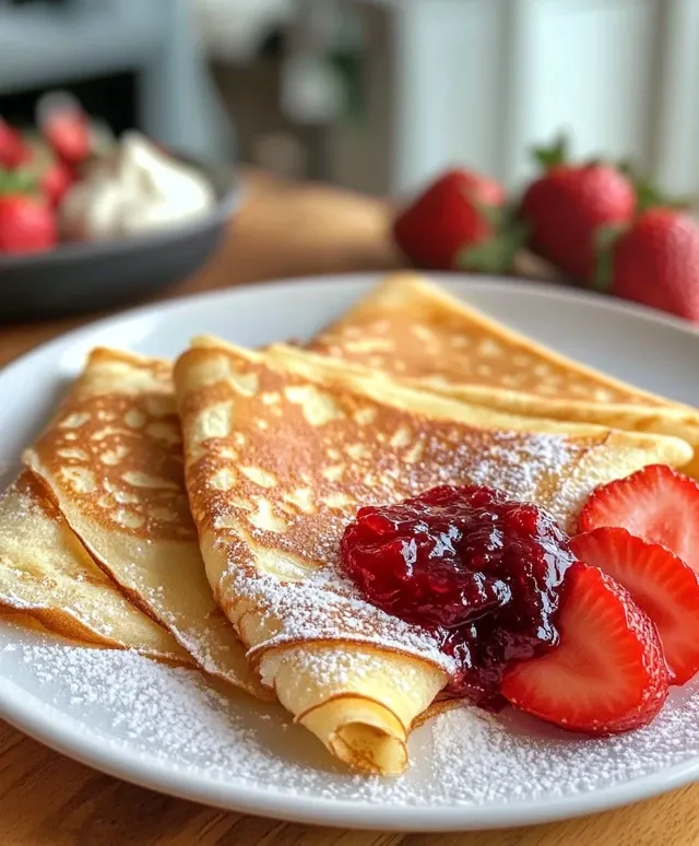 Crêpes Françaises Garnies de Confiture Maison