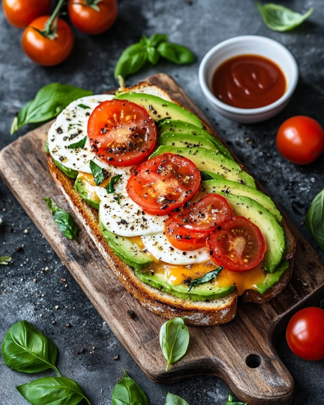 Sandwich grilled cheese avocat mozzarella tomate