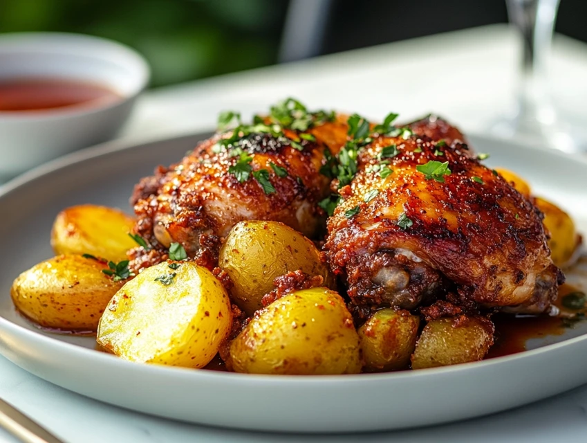 Poulet au chorizo, pommes de terre et oignons à l'airfryer