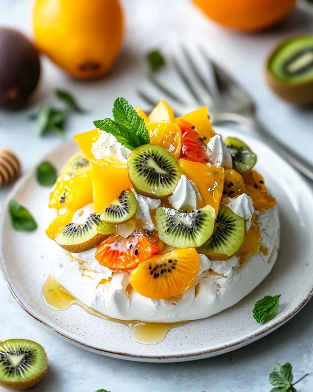 Pavlova aux fruits exotiques