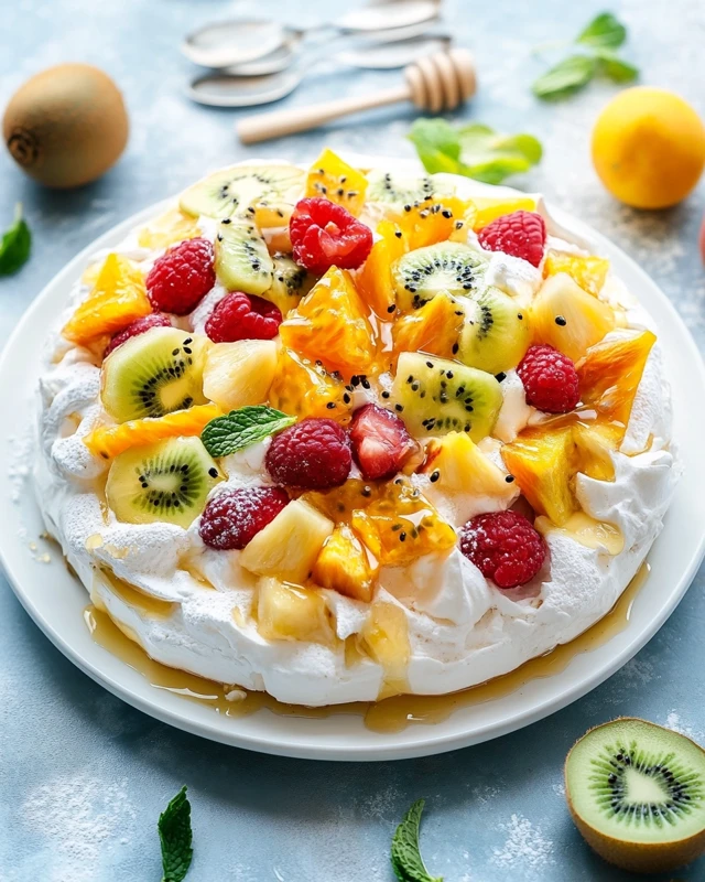 Pavlova aux fruits exotiques