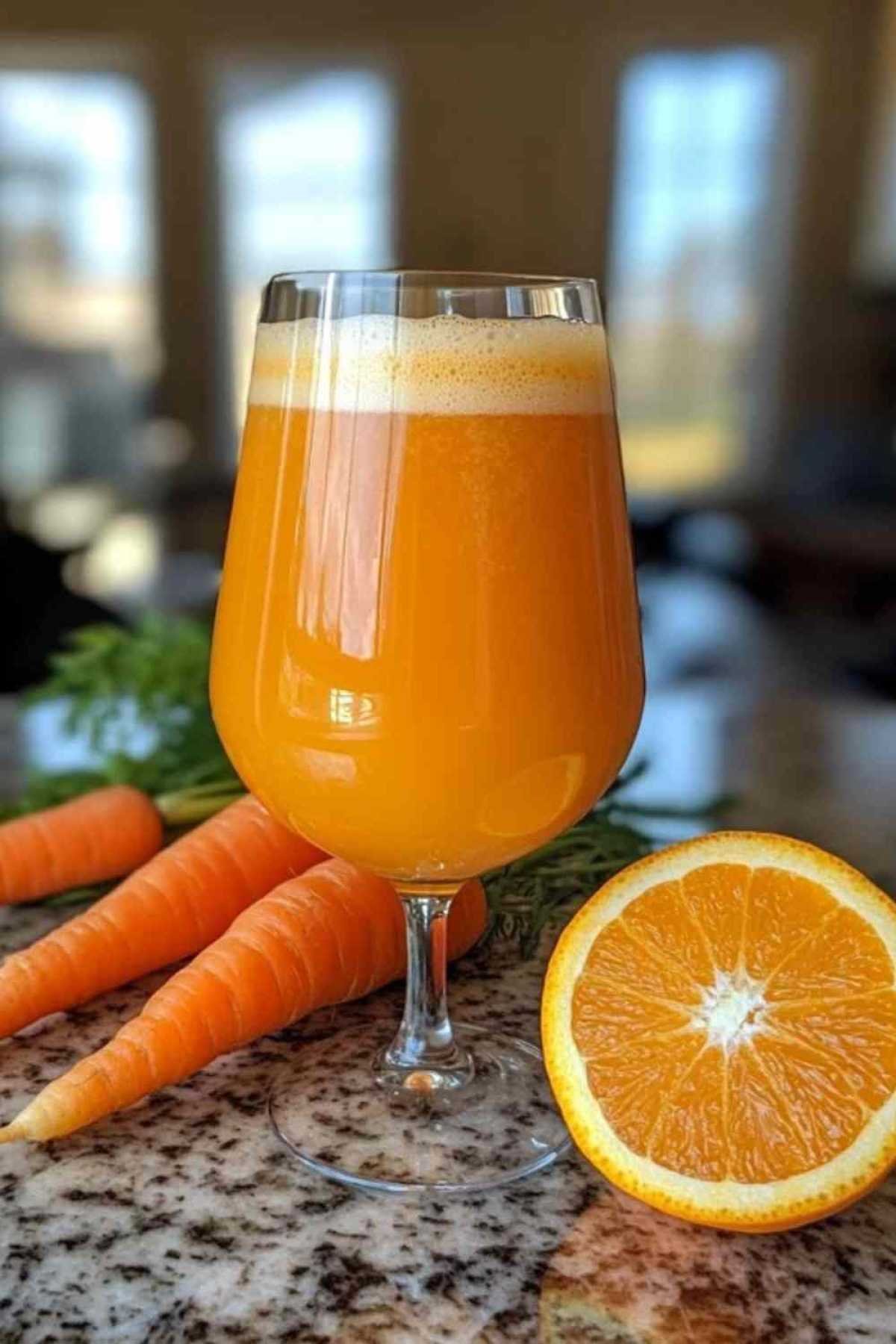 Ingrédients frais pour jus de carotte à l’orange