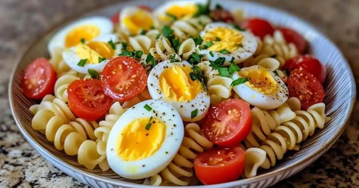 SALADE DE PÂTES AU SURIMI ET ŒUFS DURS