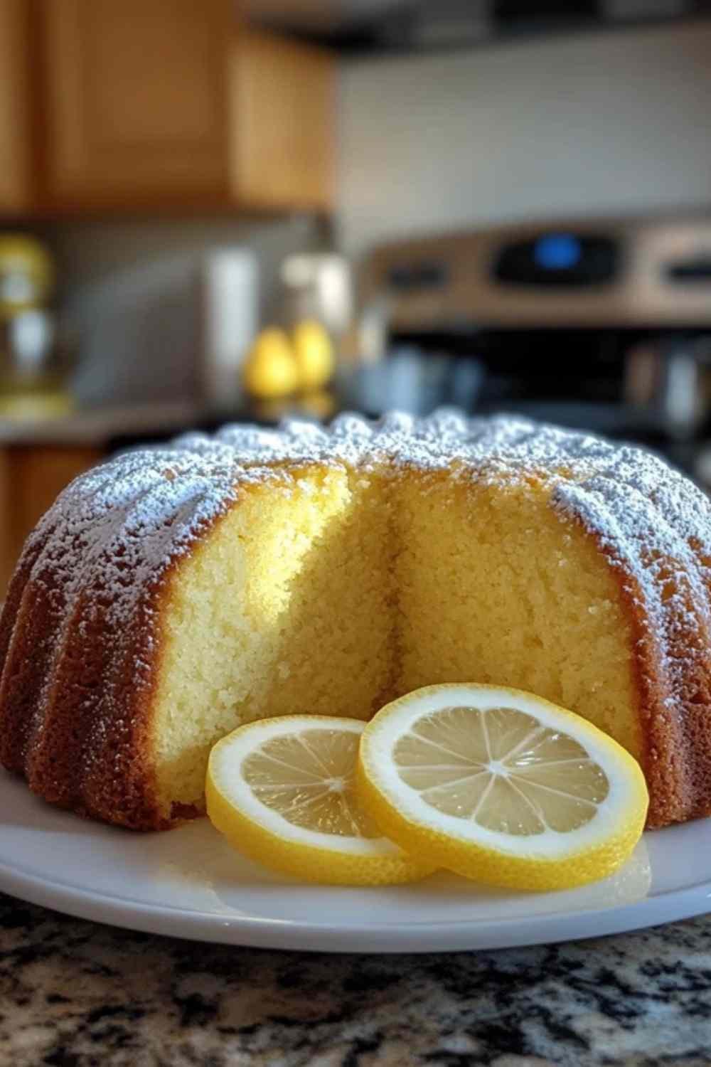 Gâteau au Citron Express : Prêt en 5 Minutes 4 Gâteau au citron express moelleux et doré cuit dans un moule rectangulaire