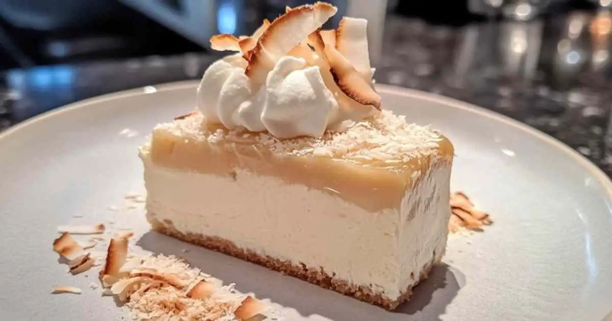 Gâteau froid au coco saupoudré de noix de coco râpée