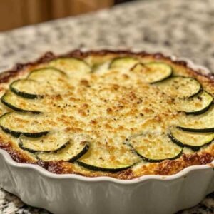 Clafoutis de Courgettes au Parmesan 5 Rondelles de courgettes dorées préparées pour le clafoutis au parmesan