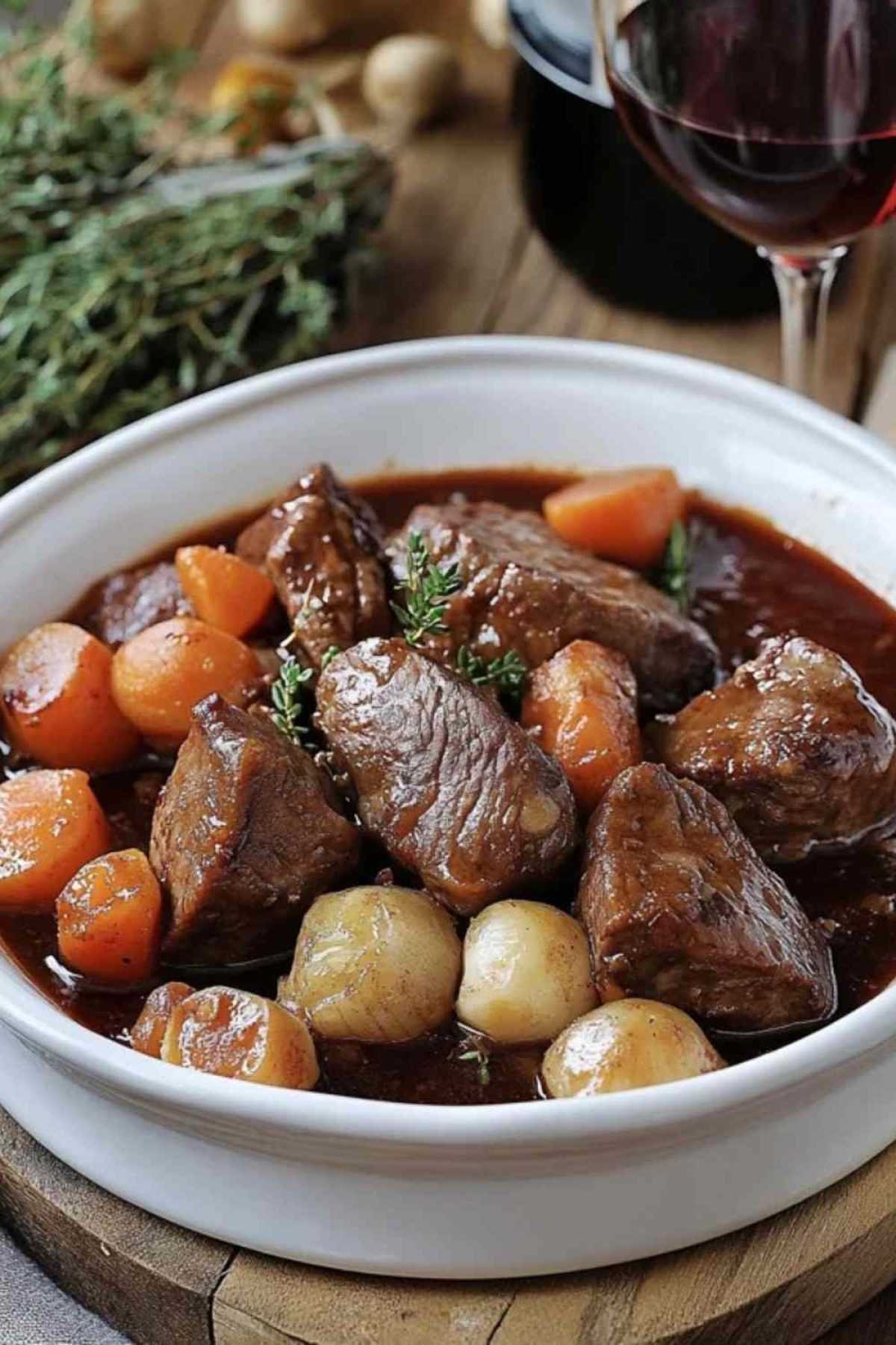 Morceaux de bœuf tendres et légumes dans une sauce onctueuse