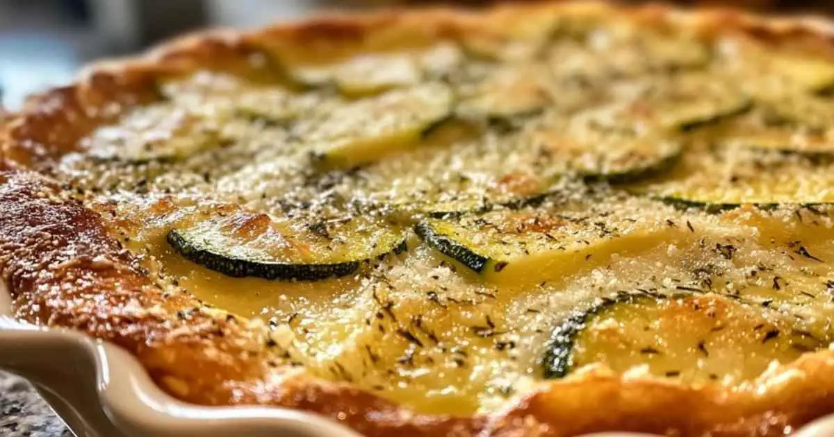 Clafoutis de Courgettes au Parmesan 3 Portion de clafoutis de courgettes servie avec une salade verte