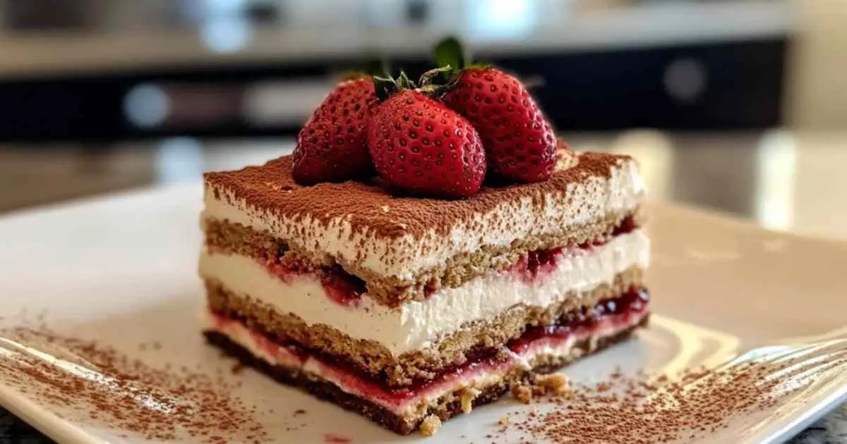 Étapes de préparation du tiramisu aux fraises et speculoos