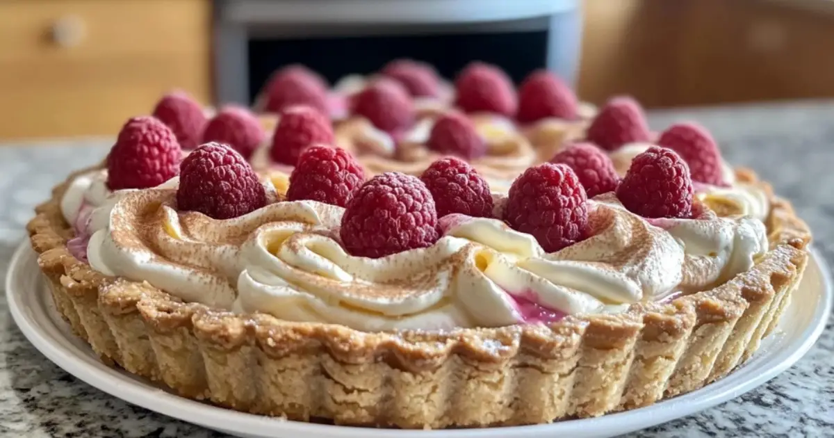 Tarte sans cuisson aux framboises et spéculoos