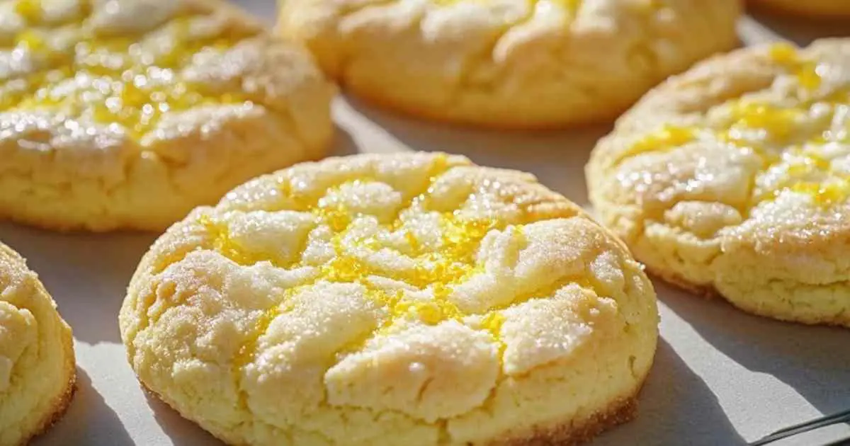 Cookies crinkle au citron avec leur surface craquelée caractéristique