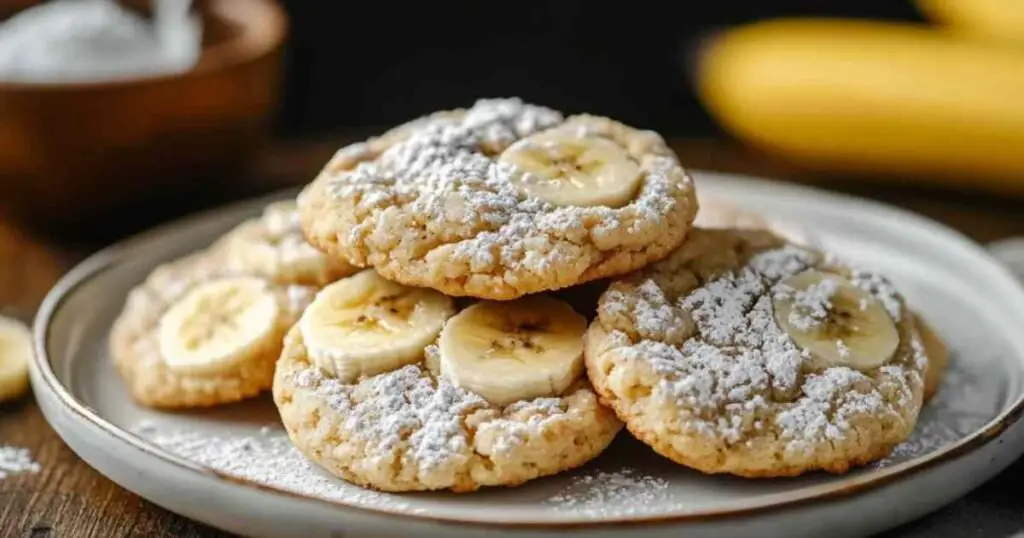 Assiette de cookies à la banane avec un verre de lait