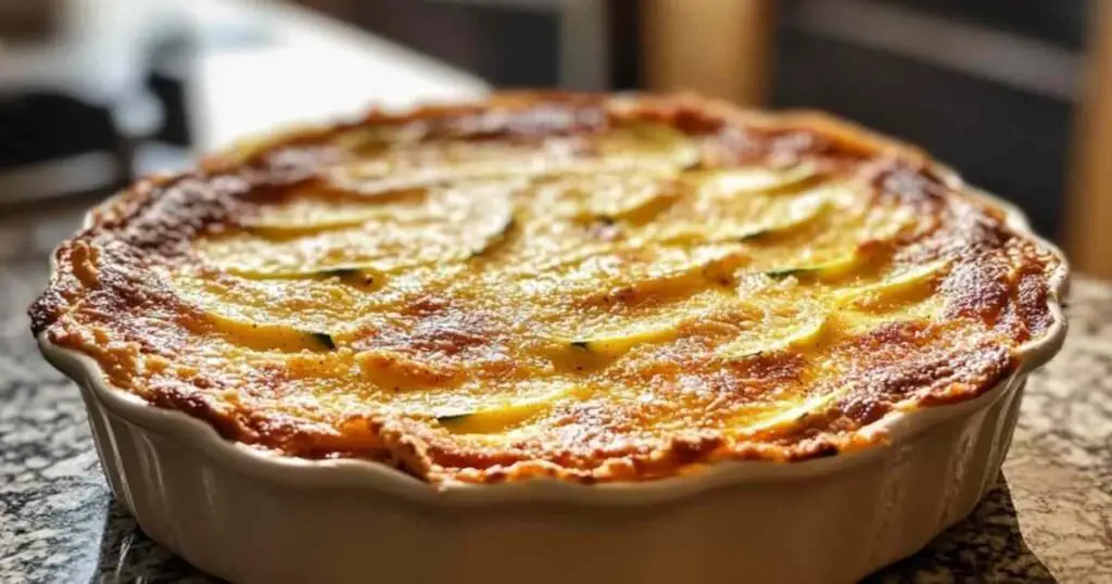 Clafoutis de courgettes au parmesan doré et moelleux sortant du four