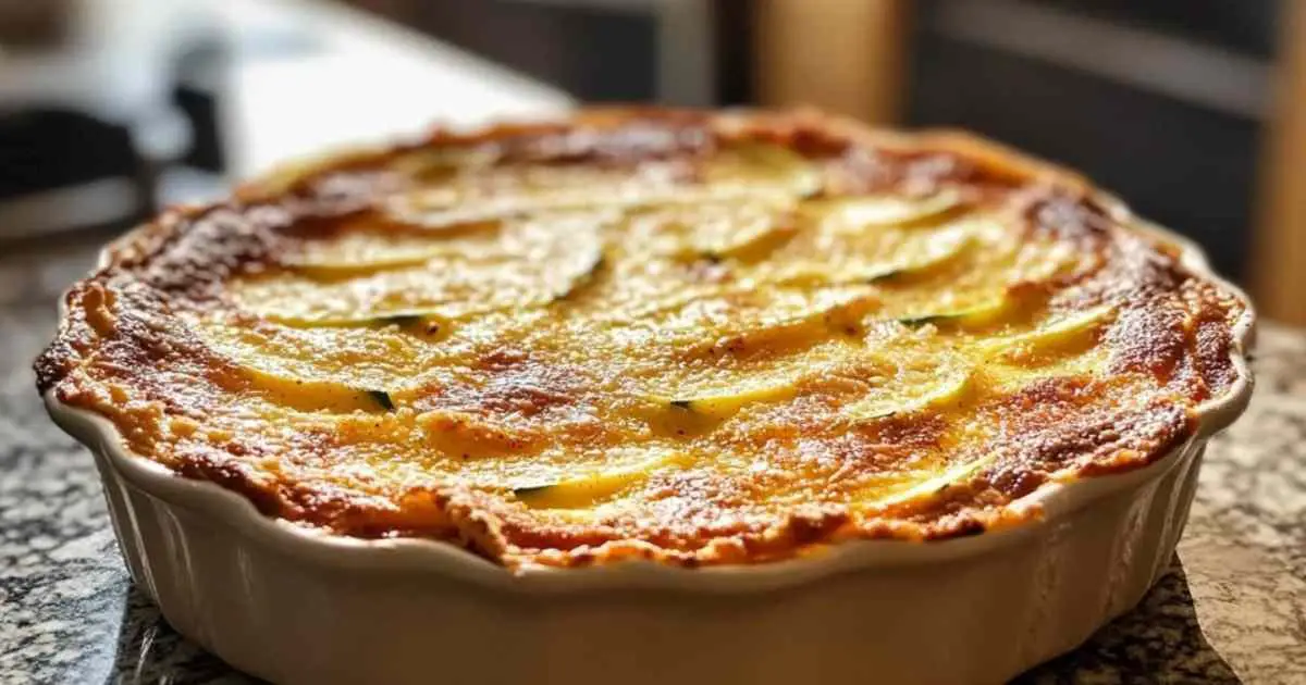 Clafoutis de courgettes au parmesan doré et moelleux sortant du four