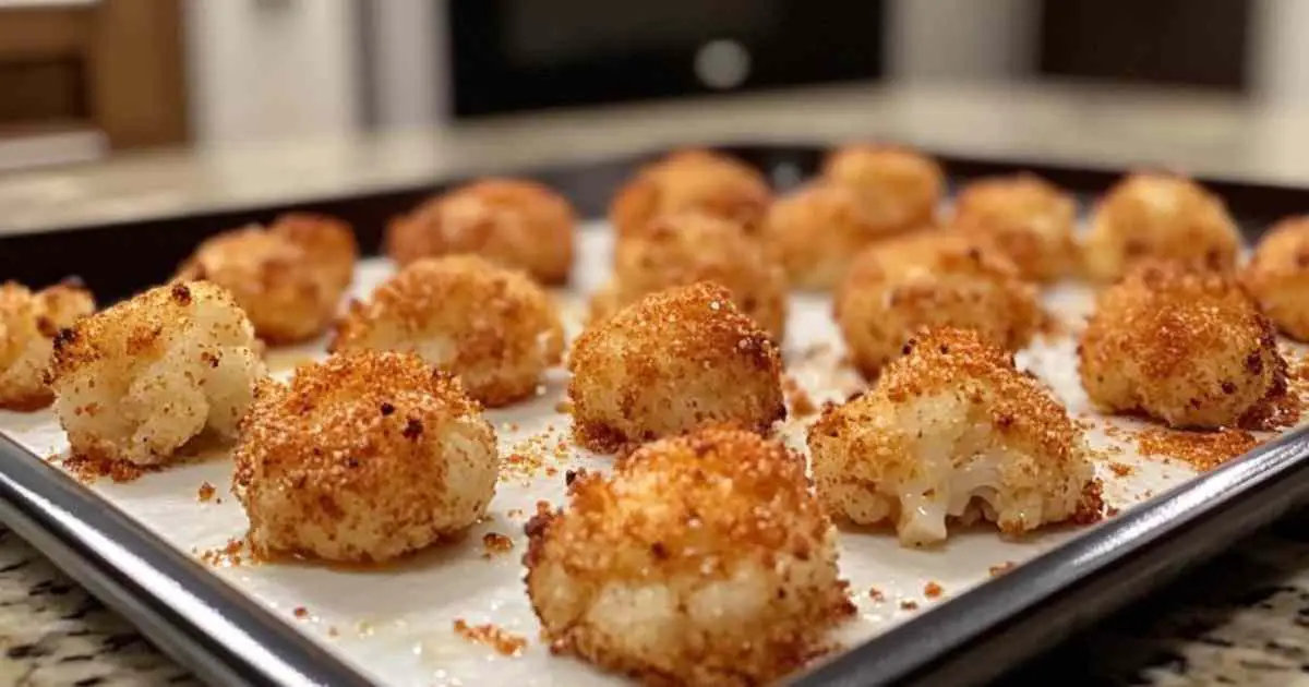 Chou-fleur croquant au parmesan doré sortant du four