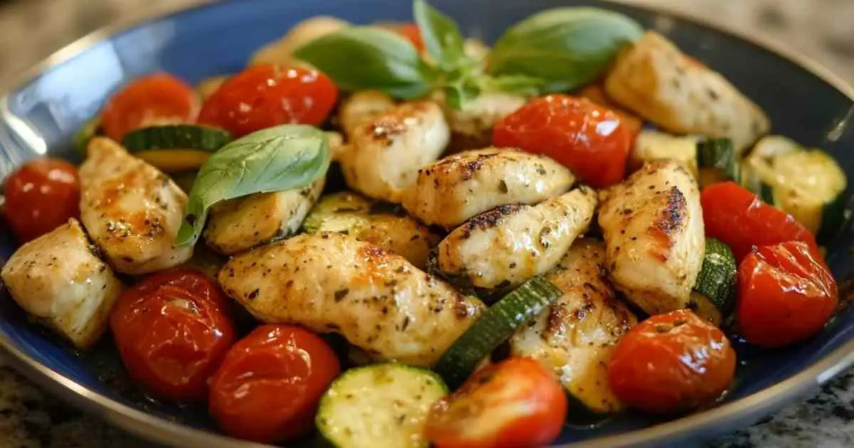 Ingrédients pour l’émincé de poulet aux courgettes et tomates cerises