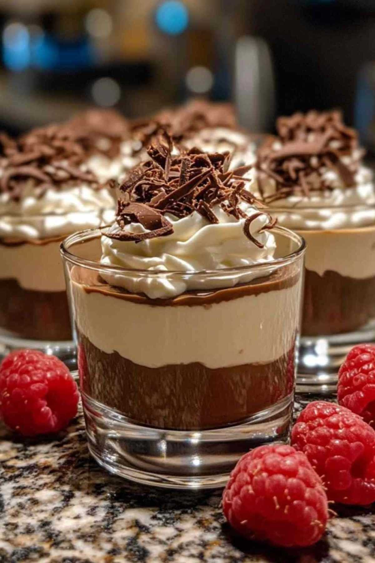 Crème au mascarpone et chocolat 3 Crème au mascarpone et chocolat servie dans une verrine élégante