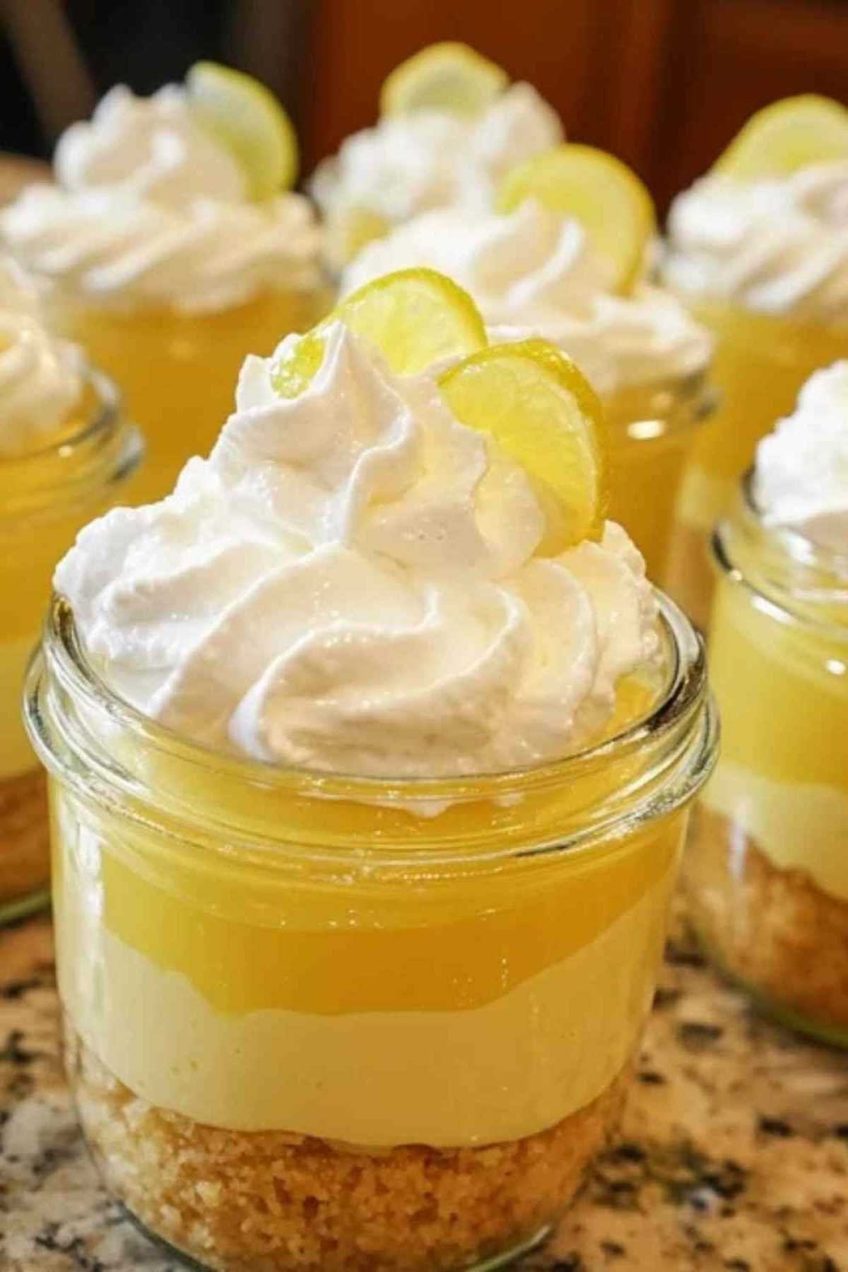 Tarte au citron vert en pot décorée de chantilly et zestes