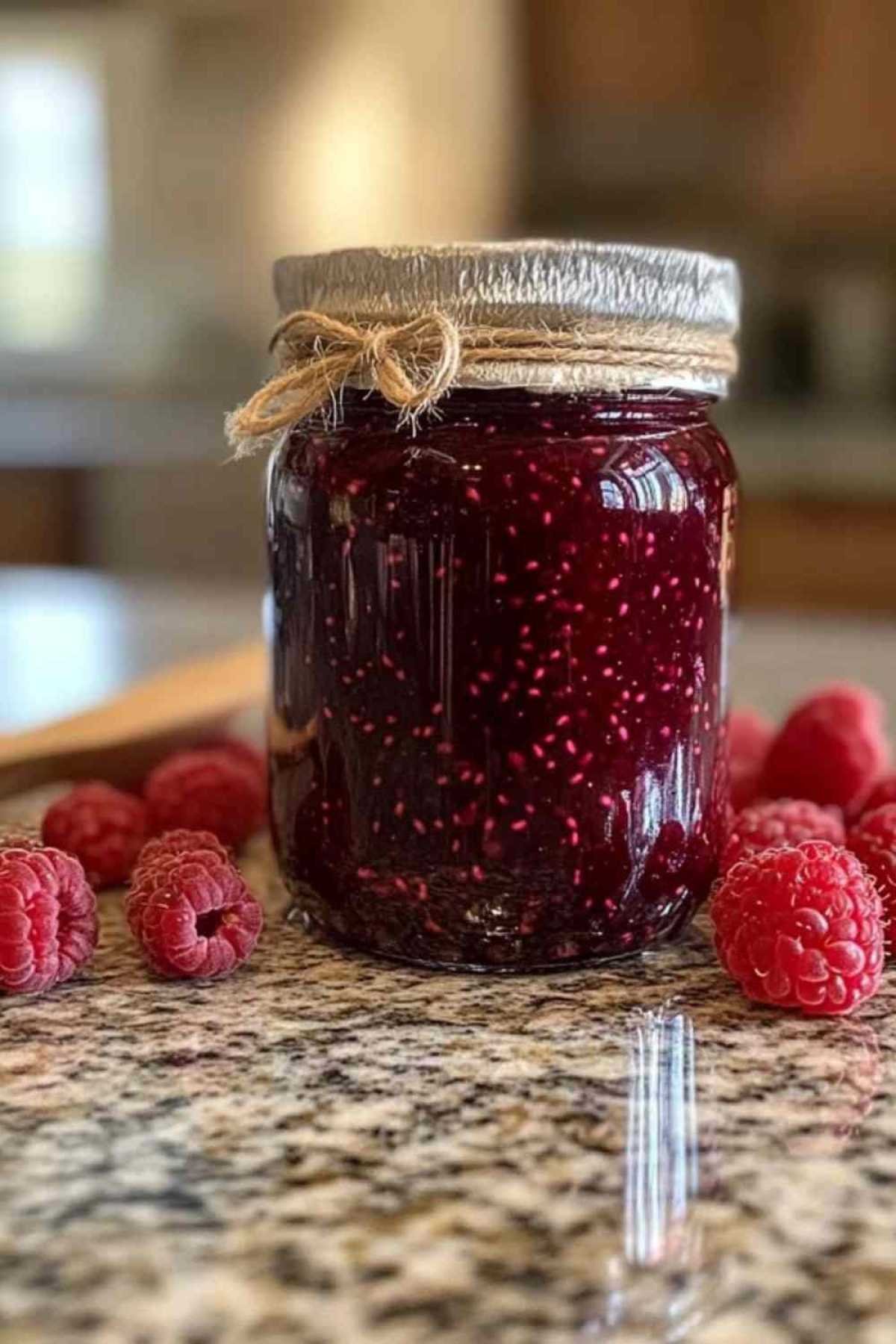 Tartine de pain de campagne avec confiture de framboise maison