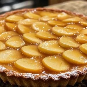 Tarte aux Pommes Express Sans Pâte 8 Tarte aux pommes express sans pâte dorée sortant du four