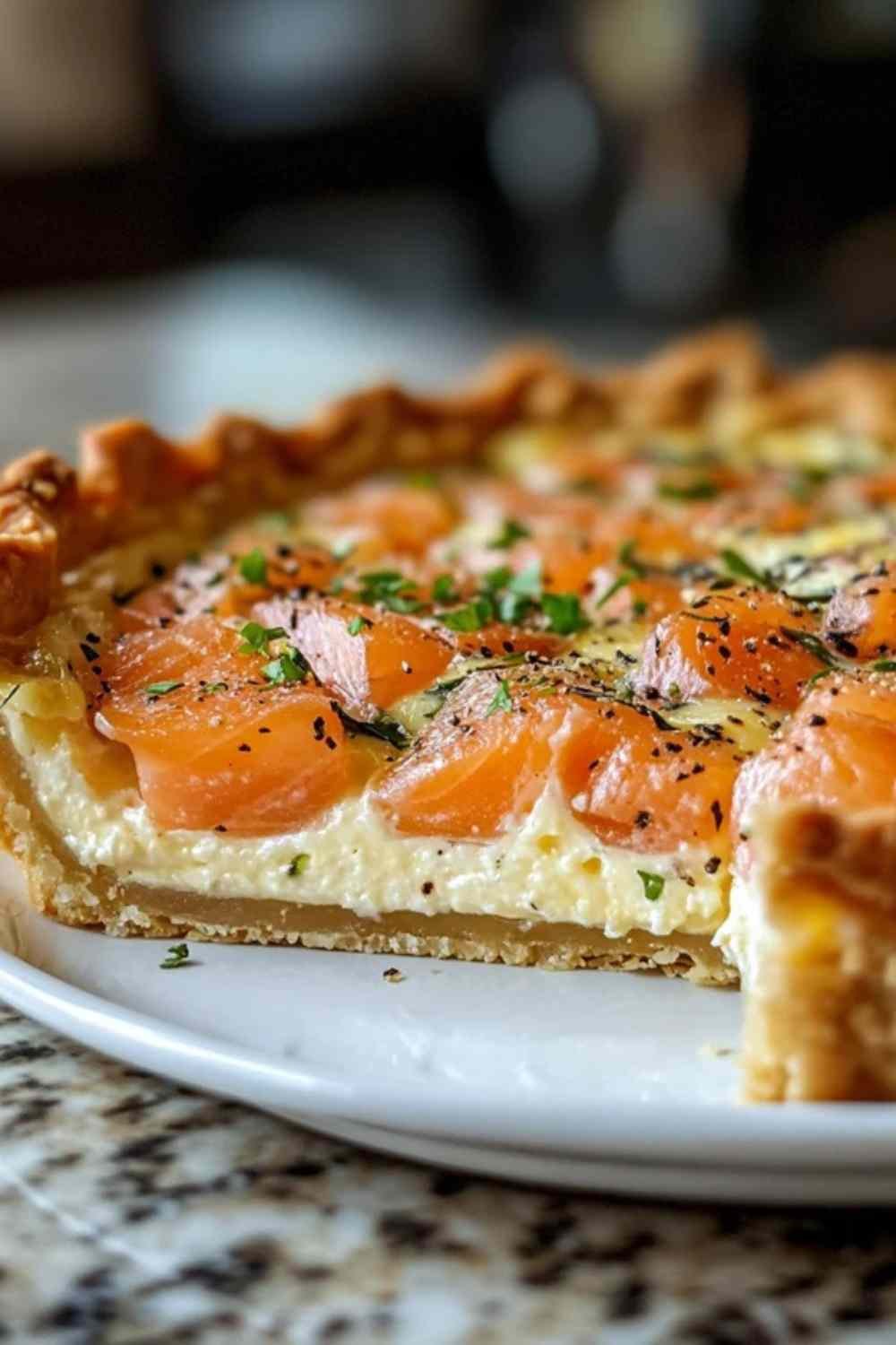 Quiche au saumon fumé et Boursin dorée à point