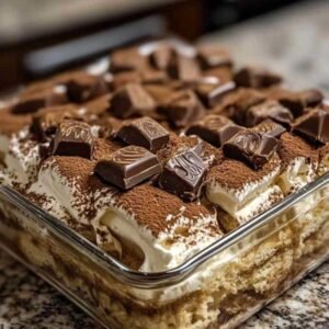 Tiramisu Kinder Bueno : Recette Facile et Gourmande Sans Cuisson 8 Tiramisu Kinder Bueno saupoudré de cacao en poudre