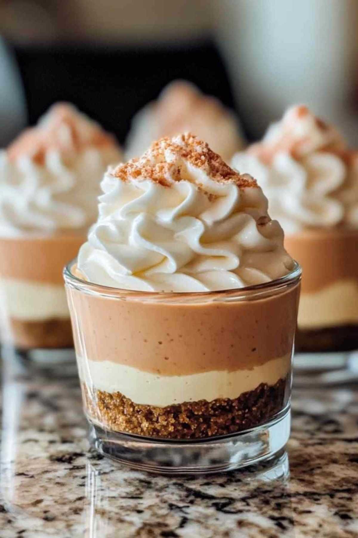 Assortiment de cheesecakes en pot décorés pour Pâques