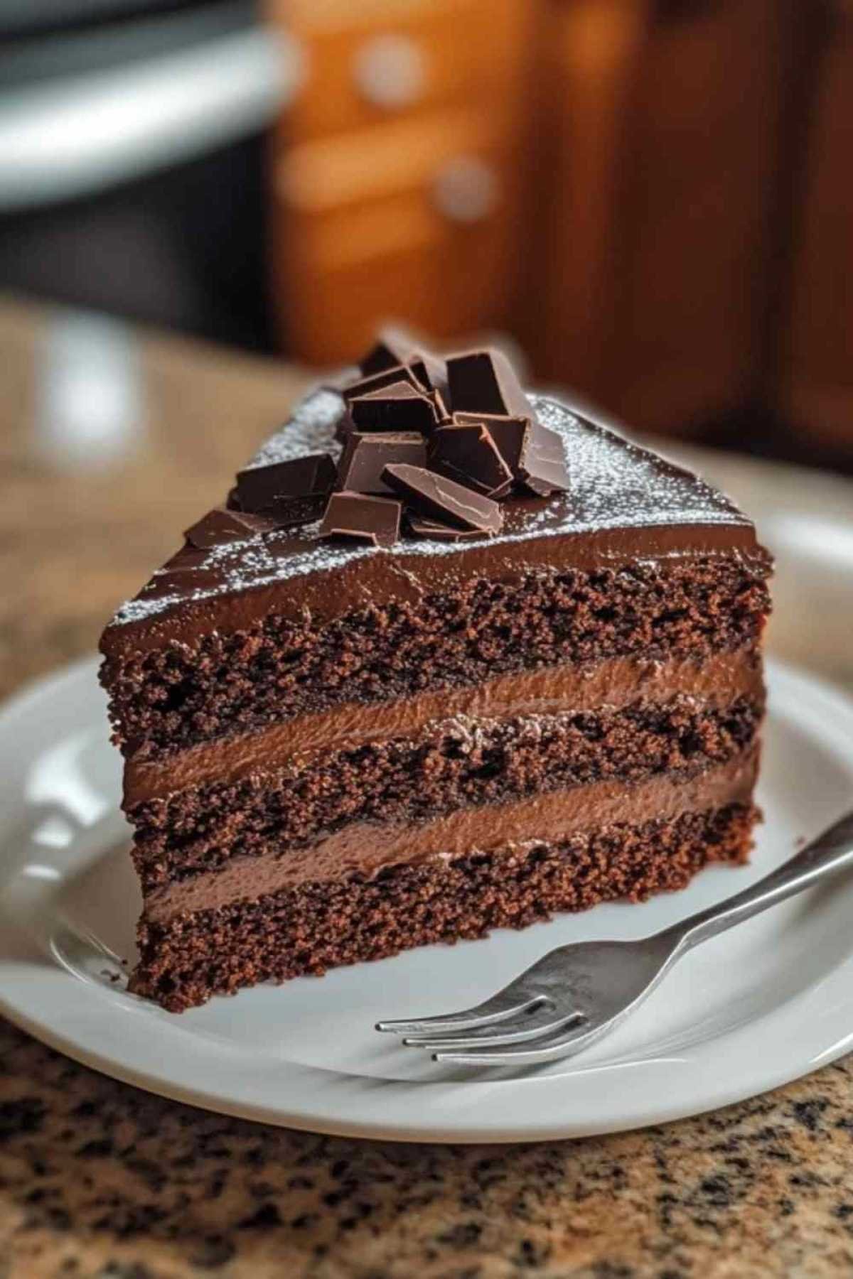 Cake au chocolat des 7 cuillères moelleux coupé en tranches
