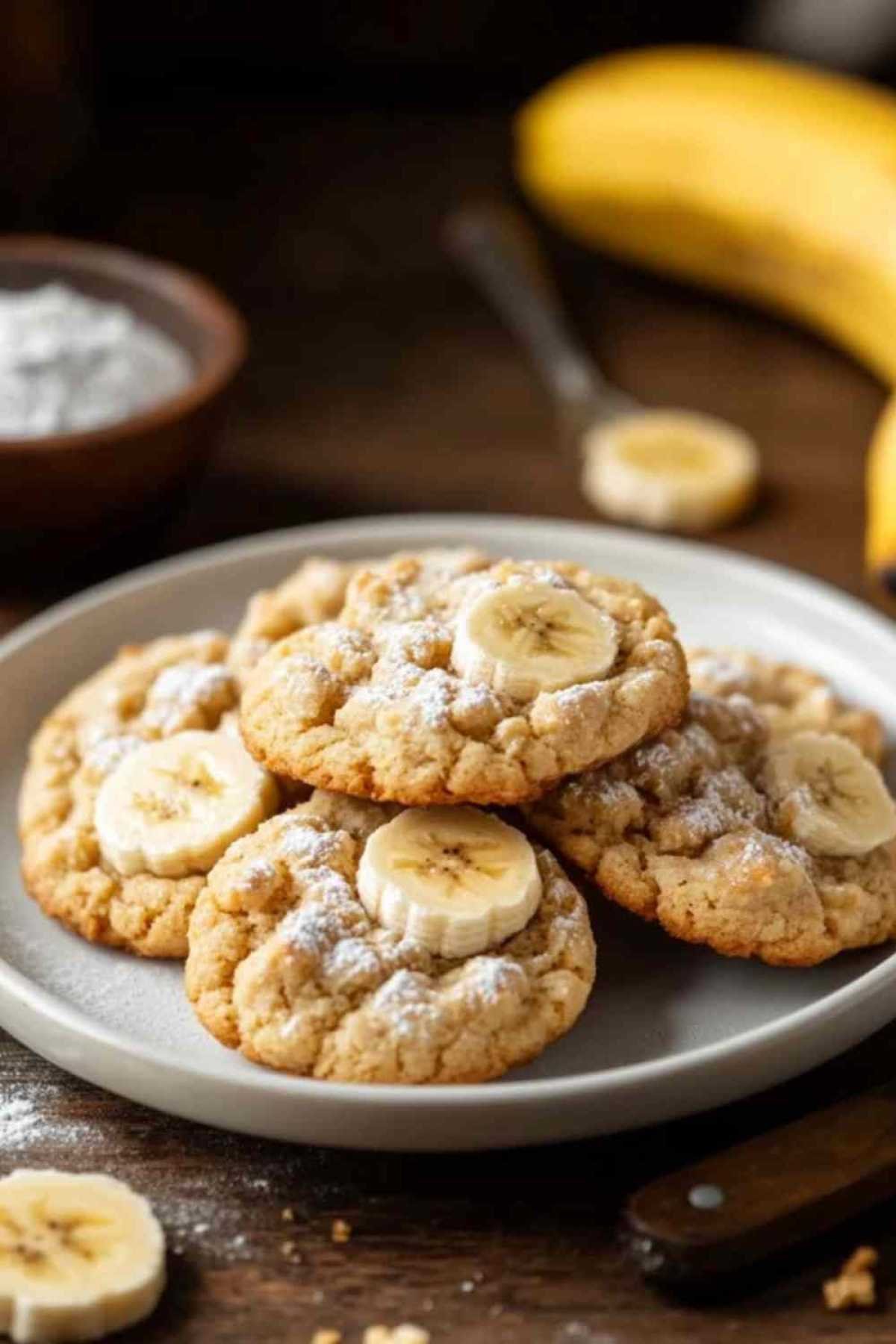 Cookies à la banane moelleux fraîchement sortis du four