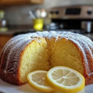 Gâteau au Citron Express : Prêt en 5 Minutes 5 Gâteau au citron express moelleux et doré cuit dans un moule rectangulaire