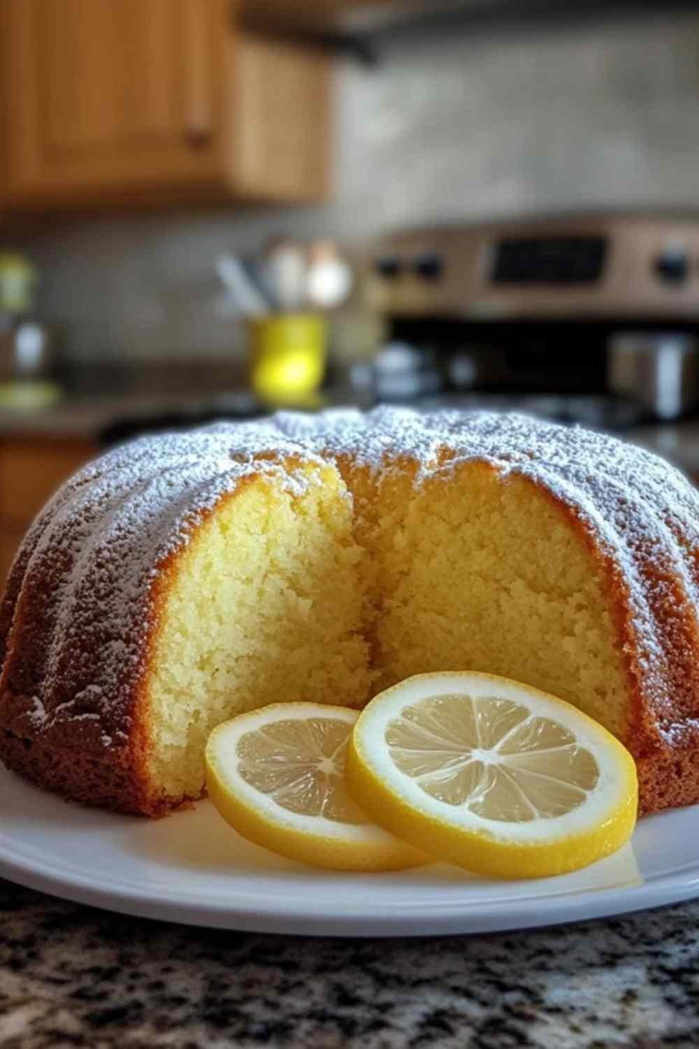 Gâteau au Citron Express : Prêt en 5 Minutes 2 Gâteau au citron express moelleux et doré cuit dans un moule rectangulaire