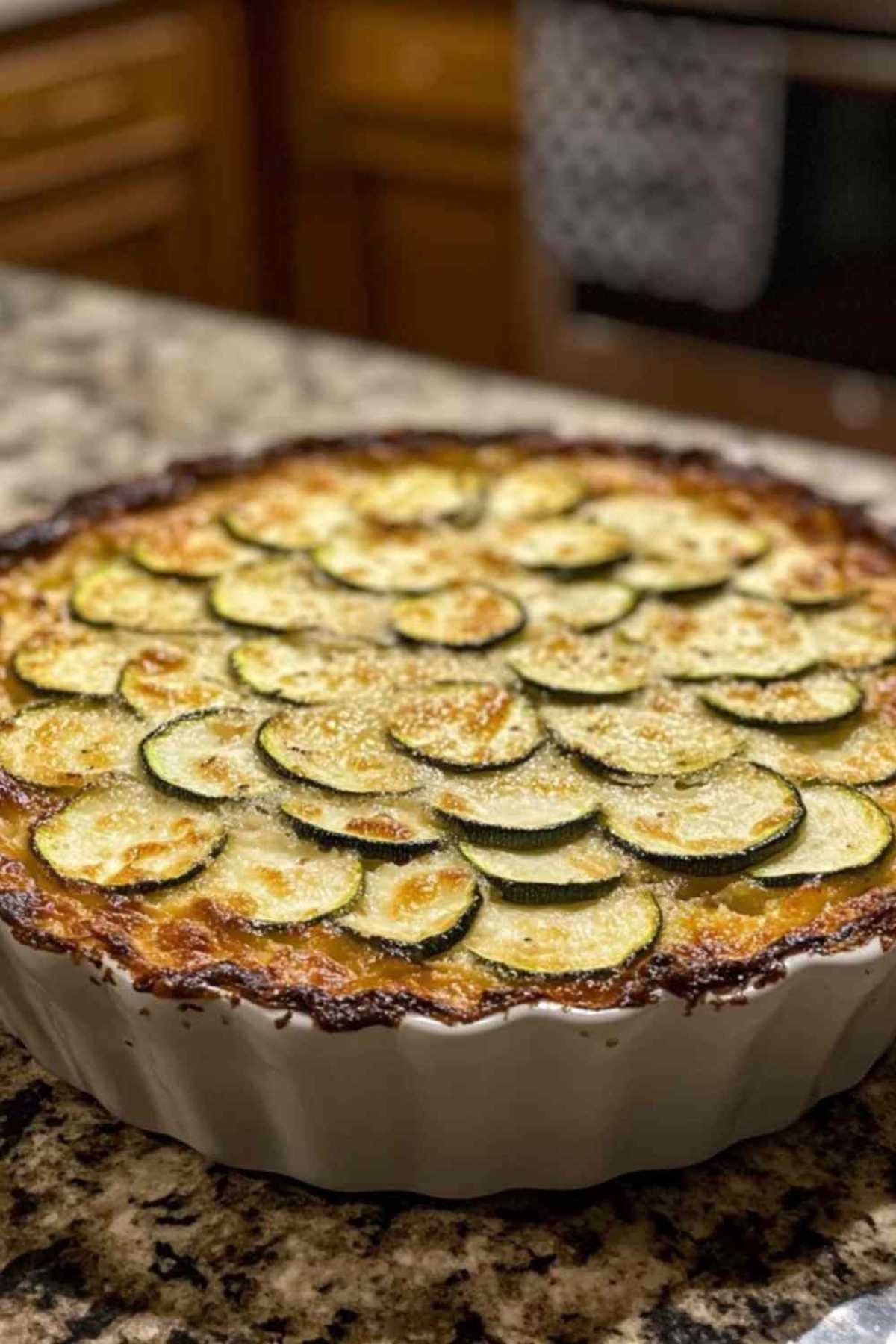 Clafoutis de Courgettes au Parmesan 2 Rondelles de courgettes dorées préparées pour le clafoutis au parmesan
