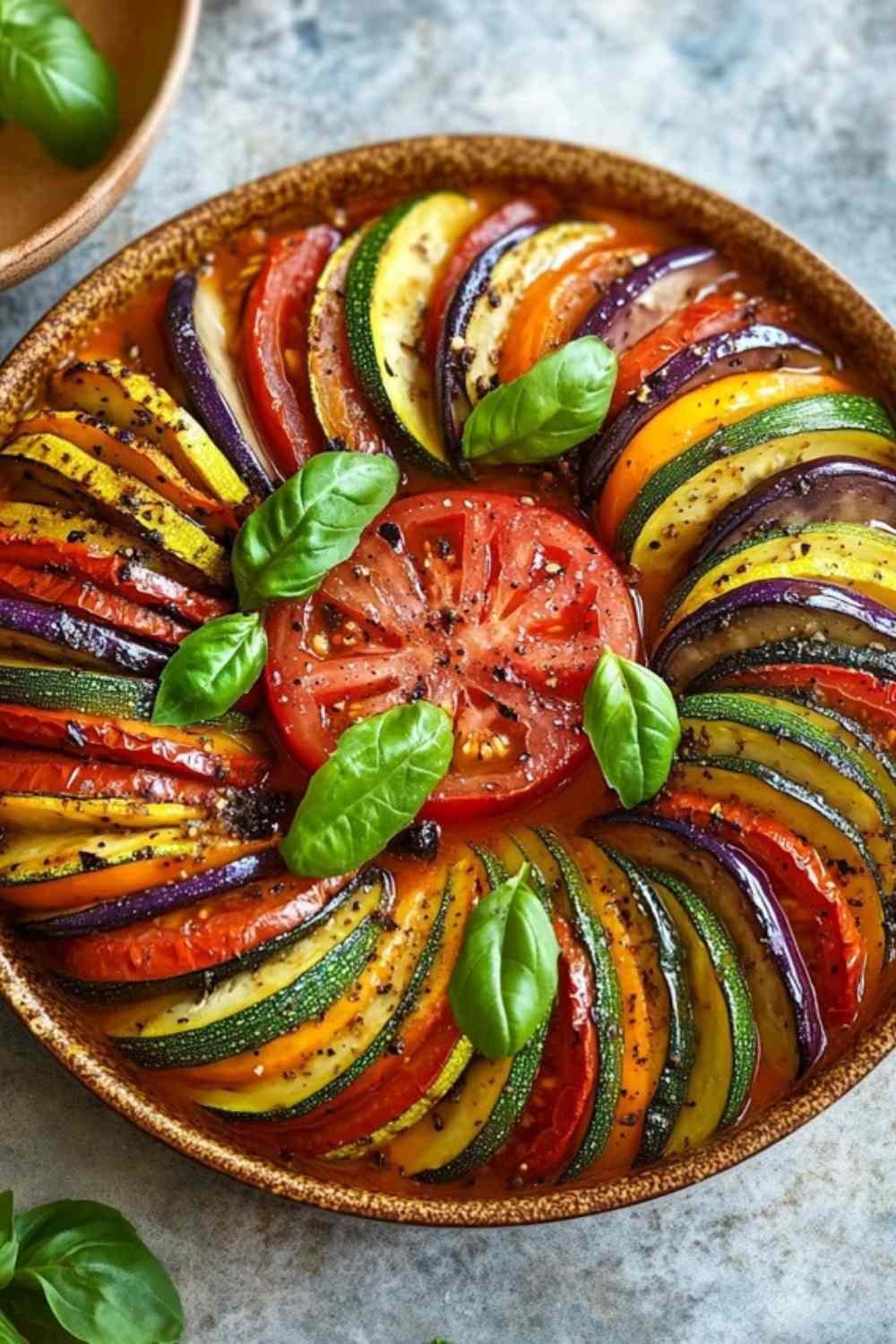 Légumes frais coupés en rondelles pour préparer une ratatouille traditionnelle