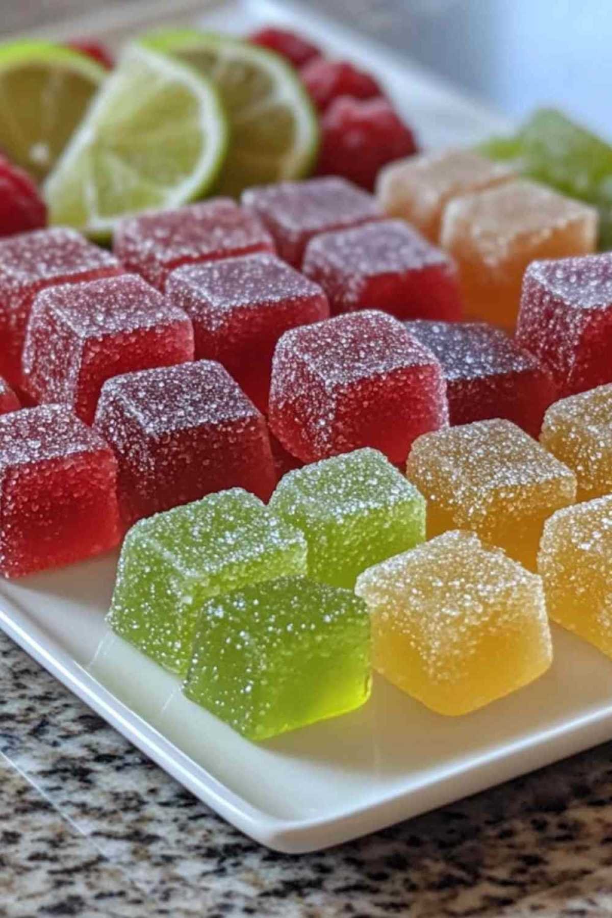 Gummies framboise et citron vert faits maison dans un bol