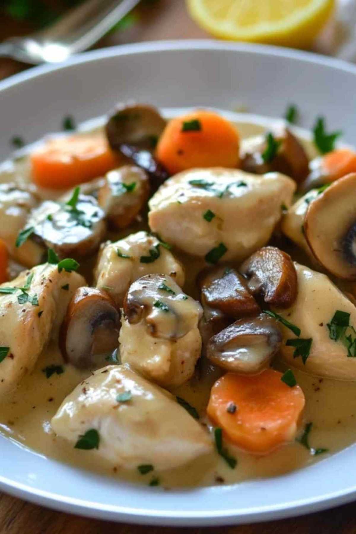 Préparation de la sauce crémeuse pour la blanquette de poulet