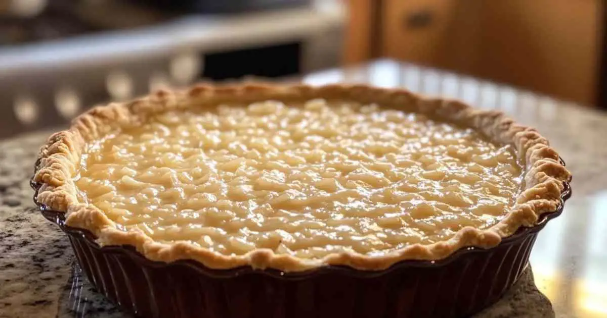 Part de tarte au riz de Verviers montrant la texture crémeuse