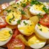 Préparation de la vinaigrette pour salade de pommes de terre aux œufs