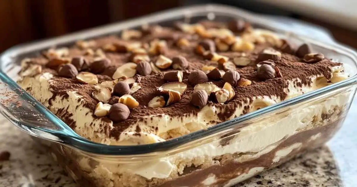 Tiramisu façon Kinder Bueno avec noisettes concassées